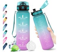 KollyKolla Botella Agua 1L, Botella Agua, Botella Agua Motivadora, Prueba de Fugas, sin BPA, Reutilizable Cantimplora para Adulto, Colegio, Gimnasio, Oficina, Bicicleta, Gym, Fitness