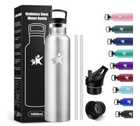 KollyKolla Botella Agua 1L, Cantimplora sin BPA, Botella Acero Inoxidable con Doble Pared Aislada, Cantimplora Termica Hermética, Termo Reutilizable para Escuela, Colegio, Oficina, Senderismo