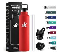 KollyKolla Botella Agua 1L, Cantimplora sin BPA, Botella Acero Inoxidable con Doble Pared Aislada, Cantimplora Termica Hermética, Termo Reutilizable para Escuela, Colegio, Oficina, Senderismo