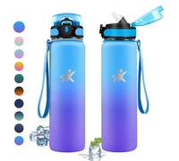 KollyKolla Botella Agua Acero Inoxidable 1L, Botella Agua con Pajita, sin BPA, a Prueba de Fugas, Cantimplora Termica Reutilizable para Niño, Niña, Adulto, Escuela, Bicicleta, Bebidas Calientes