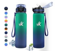 KollyKolla Botella Agua Acero Inoxidable 1L, Botella Agua con Pajita, sin BPA, a Prueba de Fugas, Cantimplora Termica Reutilizable para Niño, Niña, Adulto, Escuela, Bicicleta, Bebidas Calientes