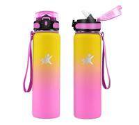 KollyKolla Botella Agua Acero Inoxidable 1L, Botella Agua con Pajita, sin BPA, a Prueba de Fugas, Cantimplora Termica Reutilizable para Niño, Niña, Adulto, Escuela, Bicicleta, Bebidas Calientes