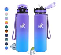 KollyKolla Botella Agua Acero Inoxidable 1L, Botella Agua con Pajita, sin BPA, a Prueba de Fugas, Cantimplora Termica Reutilizable para Niño, Niña, Adulto, Escuela, Bicicleta, Bebidas Calientes