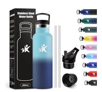 KollyKolla Botella Agua Acero Inoxidable 500ml, Cantimplora Termo con Doble Aislamiento, Botella Termica con Pajita, sin BPA, Termo Reutilizable para Oficina, Camping, Niños, Fitness, Niños, Yoga