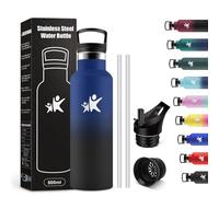 KollyKolla Botella Agua Acero Inoxidable 500ml, Cantimplora Termo con Doble Aislamiento, Botella Termica con Pajita, sin BPA, Termo Reutilizable para Oficina, Camping, Niños, Fitness, Niños, Yoga