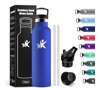 KollyKolla Botella Agua Acero Inoxidable 750ml, Cantimplora Termo con Doble Aislamiento, Botella Termica con Pajita, sin BPA, Termo Reutilizable para Oficina, Camping, Niños, Fitness, Niños, Yoga