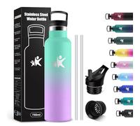 KollyKolla Botella Agua Acero Inoxidable 750ml, Cantimplora Termo con Doble Aislamiento, Botella Termica con Pajita, sin BPA, Termo Reutilizable para Oficina, Camping, Niños, Fitness, Niños, Yoga