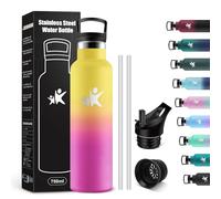 KollyKolla Botella Agua Acero Inoxidable 750ml, Cantimplora Termo con Doble Aislamiento, Botella Termica con Pajita, sin BPA, Termo Reutilizable para Oficina, Camping, Niños, Fitness, Niños, Yoga