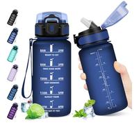 KollyKolla Botella Agua Deporte 500ML, Botella con Pajita, Prueba de Fugas, con Marcador de Tiempo de Motivación, Cantimplora para Adulto, Gimnasio, Bicicleta, Escuela, Oficina