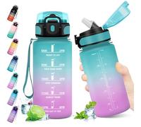 KollyKolla Botella Agua Deporte, Botella Niño 500ML, Botella con Pajita, Prueba de Fugas, con Marcador de Tiempo de Motivación, Cantimplora para Niños, Adulto, Gimnasio, Bicicleta, Escuela, Oficina