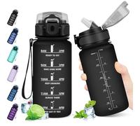 KollyKolla Botella Agua Deporte, Botella Niño 500ML, Botella con Pajita, Prueba de Fugas, con Marcador de Tiempo de Motivación, Cantimplora para Adulto, Gimnasio, Bicicleta, Escuela, Oficina