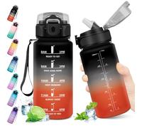 KollyKolla Botella Agua Deporte, Botella Niño 500ML, Botella con Pajita, Prueba de Fugas, con Marcador de Tiempo de Motivación, Cantimplora para Niños, Adulto, Gimnasio, Bicicleta, Escuela, Oficina