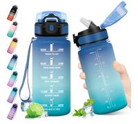 KollyKolla Botella Agua Deporte, Botella Niño 500ML, Botella con Pajita, Prueba de Fugas, con Marcador de Tiempo de Motivación, Cantimplora para Niños, Adulto, Gimnasio, Bicicleta, Escuela, Oficina