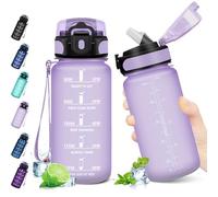 KollyKolla Botella Agua Deporte, Botella Niño 500ML, Botellas con Pajita, Prueba de Fugas, con Marcador de Tiempo de Motivación, Cantimplora para Niños, Adulto, Gimnasio, Bicicleta, Escuela, Oficina