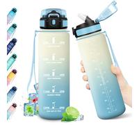 KollyKolla Botella Agua Deportiva 1L, Botella Motivacional, con Pajita, Botella con Marca de Tiempo, Reutilizable, Garrafa Agua sin BPA, Cantimplora para Escuela, Oficina, Sport, Yoga, Gimnasio,Gym