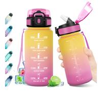 KollyKolla Botella Agua Deportiva 500ml, Botella Motivacional, con Pajita, Botella con Marca de Tiempo, Reutilizable, Garrafa Agua sin BPA, Cantimplora para Escuela, Oficina, Sport, Yoga, Gimnasio