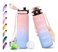 KollyKolla Botella Agua Deportiva 500ml, Garrafa Agua sin BPA, Botella con Marca de Tiempo con Filtro, Motivacional, Reutilizable, Cantimplora para Escuela, Oficina, Sport, Yoga, Gimnasio