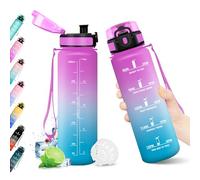 KollyKolla Botella Agua Deportiva 500ml, Garrafa Agua sin BPA, Botella con Marca de Tiempo con Filtro, Motivacional, Reutilizable, Cantimplora para Escuela, Oficina, Sport, Yoga, Gimnasio