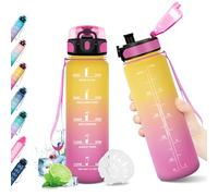 KollyKolla Botella Agua Niños 500ml, Botella Agua Motivadora Prueba de Fugas, Reutilizable Cantimplora, Water Bottle sin BPA para Adulto, Niños, Colegio, Gimnasio, Oficina, Bicicleta, Gym, Fitness