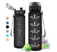 KollyKolla Botella Agua Niños 500ml, Botella Agua Motivadora Prueba de Fugas, Reutilizable Cantimplora, Water Bottle sin BPA para Adulto, Niños, Colegio, Gimnasio, Oficina, Bicicleta, Gym, Fitness