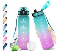 KollyKolla Botella Agua Niños 500ml, Botella Agua Motivadora, sin BPA, Prueba de Fugas, Reutilizable Cantimplora para Niños, Adulto, Colegio, Gimnasio, Oficina, Bicicleta, Gym, Fitness