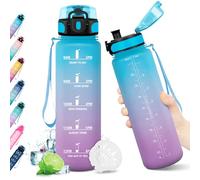 KollyKolla Botella de Agua 1L, Gimnasio Botella Agua Deporte, Cantimplora Infantil, Prueba de Fugas, sin BPA, Reutilizable, Garrafa Agua para Adulto, Niños, Colegio, Camping, Oficina, Bicicleta