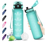 KollyKolla Botella de Agua Deportiva, Botella Agua 1 litro, Botella Agua Motivadora, Prueba de Fugas, sin BPA, Reutilizable Cantimplora para Adulto, Colegio, Gimnasio, Oficina, Bicicleta, Gym, Fitness
