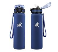 KollyKolla Botella Termica 1L, Botella Agua con Pajita, Botellas de Agua Acero Inoxidable, sin BPA, a Prueba de Fugas, Cantimplora Termica para Bicicleta, Senderismo, Oficina, Niños, Adultos