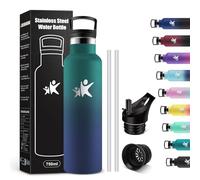 KollyKolla Botella Termica 750ml, Botella Agua Acero Inoxidable con Pajita y Filtro, Reutilizable, Termo a Prueba de Fugas, Sin BPA, Cantimplora para Deporte, Oficina, Gimnasio, Ciclismo, Escuela