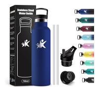 KollyKolla Botella Termica 750ml, Botella Agua Acero Inoxidable con Pajita y Filtro, Reutilizable, Termo a Prueba de Fugas, Sin BPA, Cantimplora para Deporte, Oficina, Gimnasio, Ciclismo, Escuela