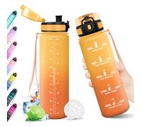 KollyKolla Cantimplora 1L, Garrafa Agua con Marca de Tiempo, Reutilizable, sin BPA, Botella de Agua con Filtro, Botella Motivacional para Niños, Adultos, Running, Deporte, Bicicleta, Oficina, Gym