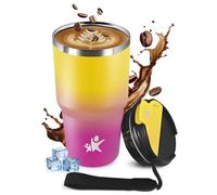 KollyKolla Termo Cafe, Taza de Café para Llevar 304 Acero Inoxidable Reutilizables, Taza Aislante Hermética al Vacío con Tapa, Termo Café Hermético Perfecta para Campamento, Niños, Oficina, Correr