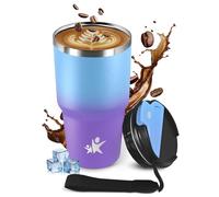 KollyKolla Termo de Café 600ml, Taza Aislante Hermética al Vacío con Tapa, sin BPA, Taza para Auto de Acero Inoxidable con Doble Pared Aislante, Perfecta para Campamento, Niños, Oficina, Correr