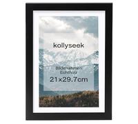 kollyseek Din A4 marco de madera maciza negro 21x30 cm con marco de madera de pino Passepartout