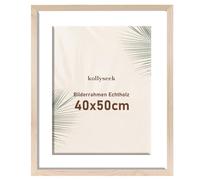 kollyseek Marco para fotos 40x50cm de madera auténtica con paspartú, marco de madera con vidrio acrílico, marco de madera de pino con vidrio acrílico a prueba de roturas, marco de madera para cuadros
