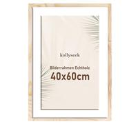 kollyseek Marco para fotos 40x60cm de madera auténtica con paspartú, marco de madera con vidrio acrílico, marco de fotos de madera de pino con vidrio acrílico a prueba de roturas, marco de fotos de