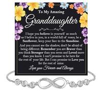 KOLMALK Pulsera con texto en inglés «To My Granddaughter From Grandpa», regalos de abuela, pulseras de corazón infinito para nietas en cumpleaños, boda, pulsera infinita para ella con tarjeta de