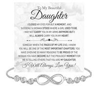 KOLMALK Pulsera de corazón infinito con texto en inglés «To My Daughter» de mamá y papá, regalo para madre e hija con tarjeta de mensaje y caja, regalos de Navidad para hija, Heart Symbol, No es una