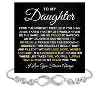 KOLMALK Pulsera de corazón infinito con texto en inglés «To My Daughter» de mamá y papá, regalo para madre e hija con tarjeta de mensaje y caja, ideas de regalos de Navidad para hija, Infilnity Symbol