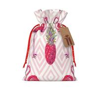 KoloQren Bolsa de lino con cordón con estampado de piña y flamenco rosa, se puede utilizar para regalos, reuniones, viajes, empacar galletas y dulces, etc