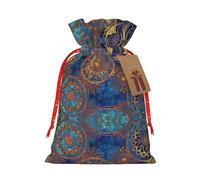 KoloQren Bolsa de lino con cordón y estampado de mandala de cielo estrellado, se puede utilizar para regalos, reuniones, viajes, empacar galletas y dulces, etc
