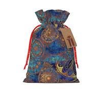 KoloQren Bolsa de lino con cordón y estampado de mandala de cielo estrellado, se puede utilizar para regalos, reuniones, viajes, empacar galletas y dulces, etc