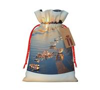 KoloQren Bolsa de regalo con cordón de lino con estampado de piedras marinas, se puede utilizar para regalos, reuniones, viajes, empacar galletas y dulces, etc