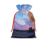KoloQren Bolsa de regalo con cordón de lino estampado de cielo azul con estampado de amanecer, se puede utilizar para presentar, reuniones, viajes, envolver galletas y dulces, etc