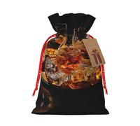 KoloQren Bolsa de regalo de lino con cordón e impresión de puros y whisky, se puede utilizar para regalos, reuniones, viajes, embalaje de galletas y dulces, etc