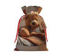 KoloQren Bolsa de regalo de lino con cordón y estampado de oso de peluche, se puede utilizar para regalos, reuniones, viajes, empacar galletas y dulces, etc
