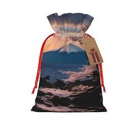 KoloQren Bolsa de regalo de lino con cordón y estampado de paisaje Fuji de Japón, se puede utilizar para regalos, reuniones, viajes, empacar galletas y dulces, etc