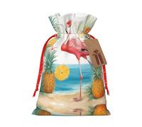 KoloQren Bolsa de regalo de lino con estampado de flamenco y piña, se puede utilizar para regalos, reuniones, viajes, empacar galletas y dulces, etc