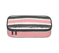 KoloQren Estuche de gran capacidad con cremallera, bolsa de almacenamiento portátil para artículos de papelería, color rosa claro y gris oscuro
