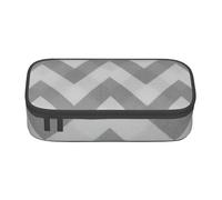 KoloQren Estuche de gran capacidad con estampado de rayas grises con cremallera, bolsa de almacenamiento portátil para artículos de papelería